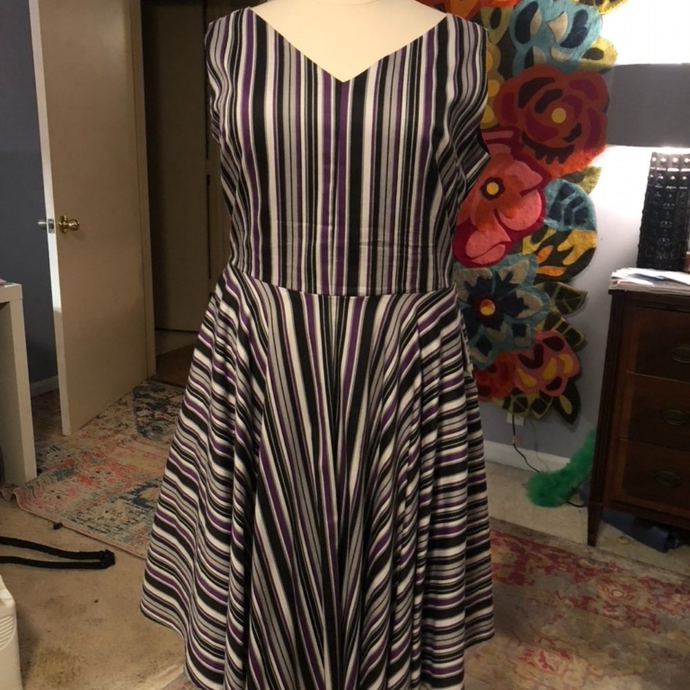 Pinup Couture Havana Dress in Purple Stripe